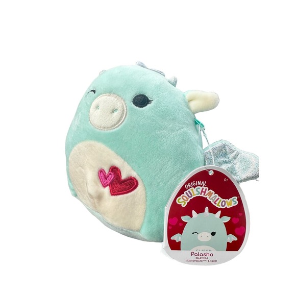 Squishmallows Palasha hearts dragon Squishdate 5” - Picture 2 of 3